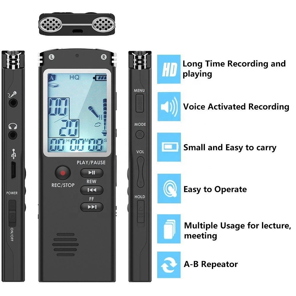 8GB (T60) New Fashionable Professional Stereo Dictaphone Digital Voice Recorder Telephone Recorder with MP3 Player LCD Display